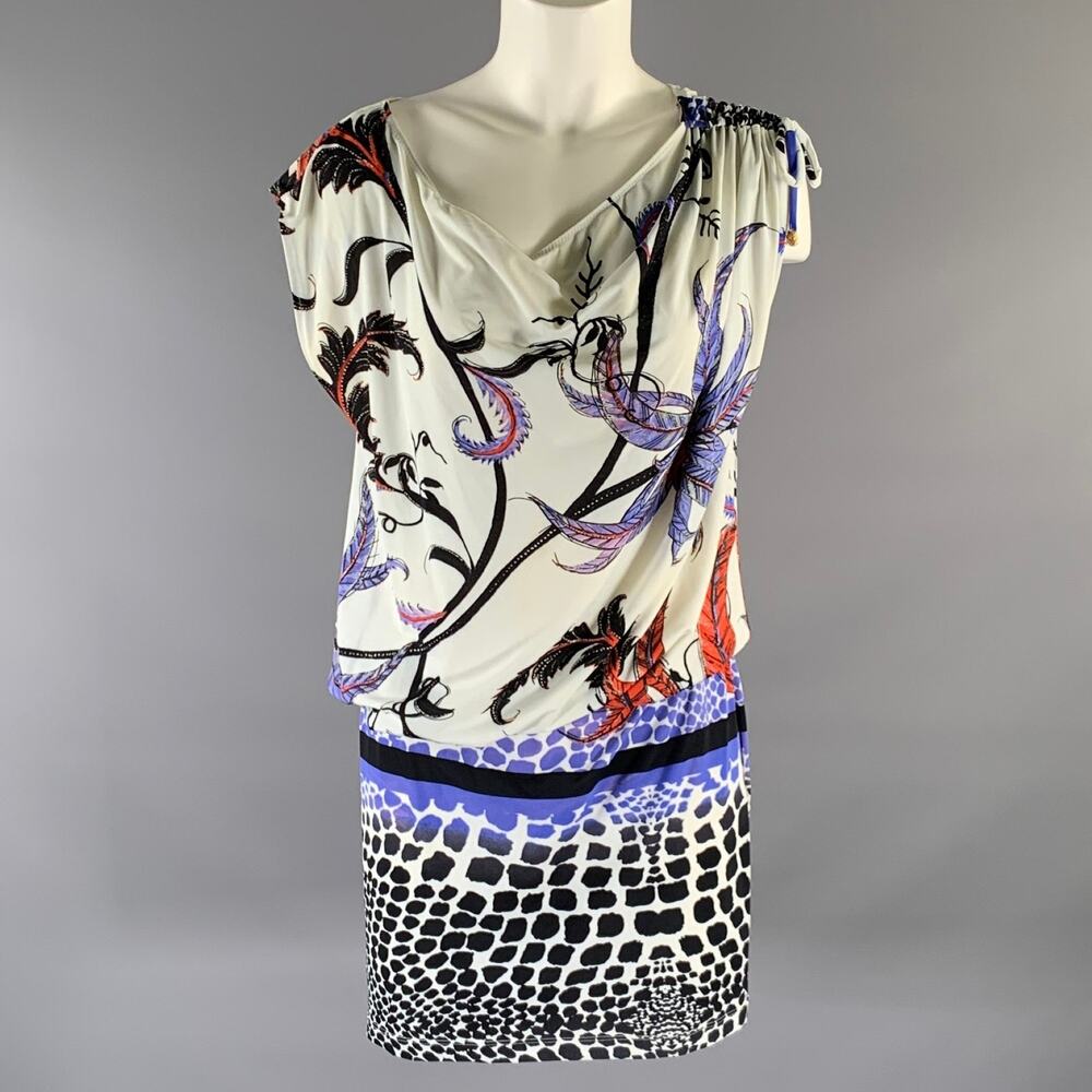 ROBERTO CAVALLI Size M Nylon Blend Feather Drop Waist Dress